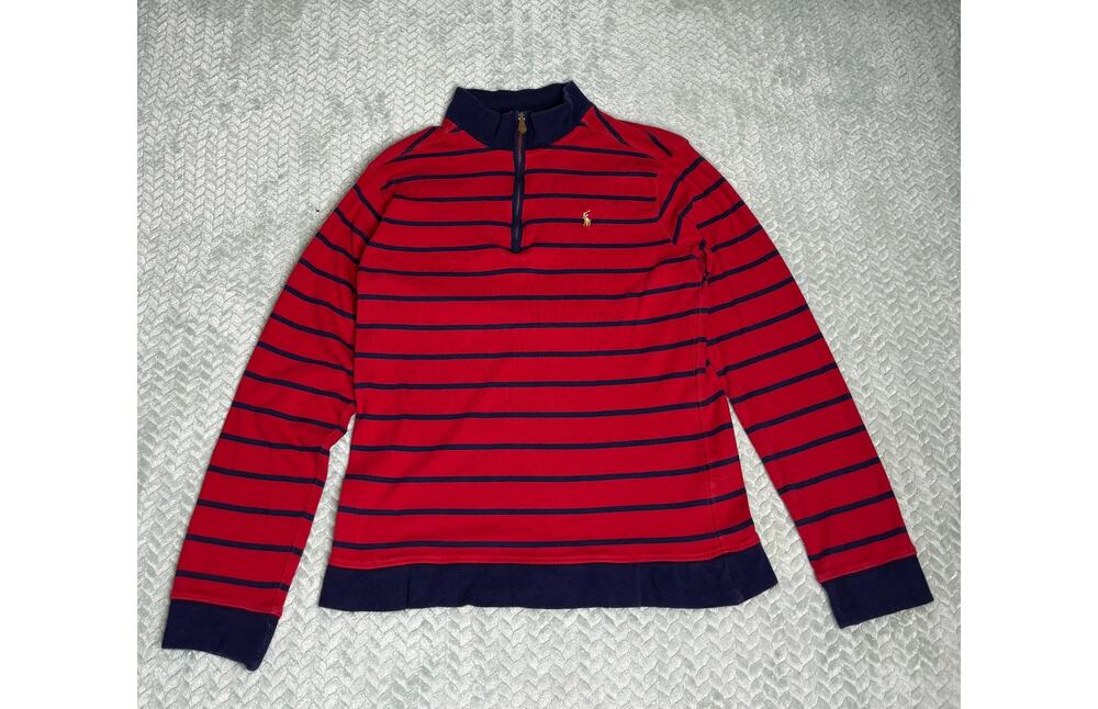 Polo Ralph Lauren Red & Navy Striped Quarter Zip